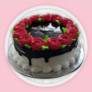 Choco Vanilla Red Flower Cake - 1 Kg