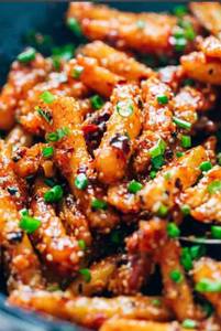 Crispy Chilly Potatoes (Smoked Paprika,Sichuan Chilly,Chilly Garlic Olive Oil)