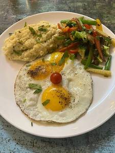 Mash Potato With Saute Veg & Half Fry