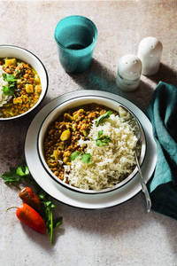Aloo matar with jeera rice
