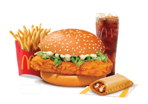 McSpicy Chicken Burger	 + Coke + Fries (M) + Veg Pizza McPuff