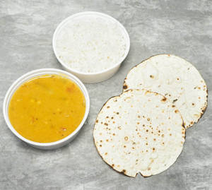 Steamed Rice And Dal (240ml Each) ,2pc Papad Free