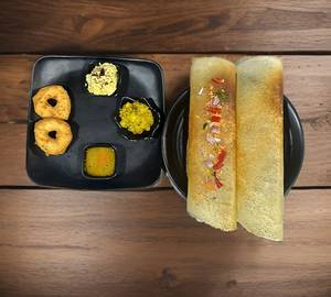 Schezwan Masala Dosa (1 Pc) + Masala Dosa (1 Pc) + Plain Vada (2 Pcs)