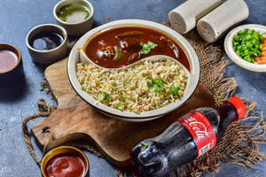 Fried Rice With Veg Manchurian Gravy And Cold Drink [250 Ml]