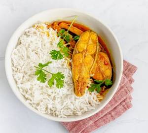 Rice + fish curry bowl+cold drinks