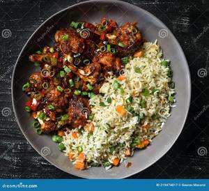 Veg. Fried Rice  Manchurian Dry Combo