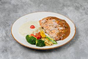Stuffed Grilled Chicken With Black Pepper Sauce