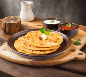 Aloo Paratha With Curd And Pickle
