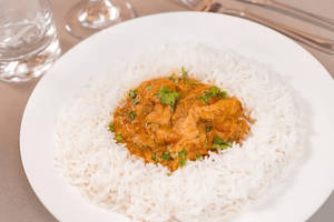 White rice with chicken curry