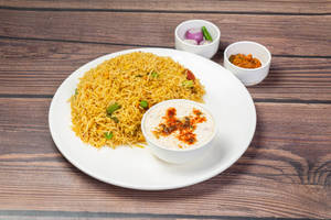 Veg Biryani With Mix Veg Raita             