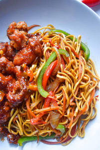 Chicken Noodles + Chicken Manchurian