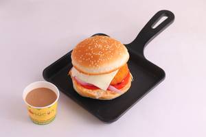 Hot Coffee + Veg Cheese Burger