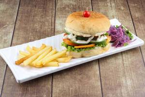 Veg Cheese Burger With Masala Fries Coke [250Ml]