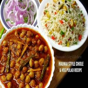 Chole Kulche+butter Pulao+butter Milk+papad