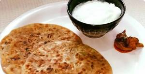 Onion Paratha 2 Pcs + Achar + Dahi