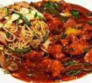 Chilli Chicken Dry Gravy with Noodles