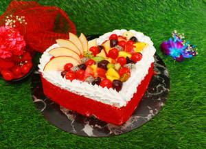 Red velvet heart fruit cake         