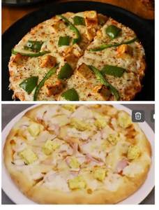 Onion Paneer Pizza (medium 6 Slice) + Capsicum Paneer Pizza (medium 6 Slice)
