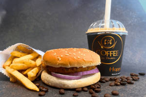 Aloo Tikki Burger+ French Fries (s) + Cold Coffee (s)