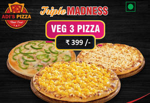 3 Regular Veg Pizza @ 399