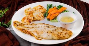 Grilled Fish with Lemon Butter Sauce, Veggie and choice of carbs