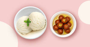 Gulab Jamun + Vanilla Ice Cream