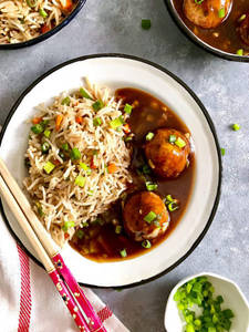 Veg Fried Rice With Vegetable Manchurian