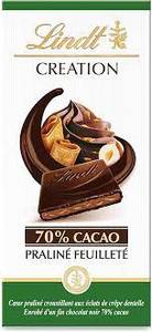 Lindt creation 70% cacao praline feuillette 145g