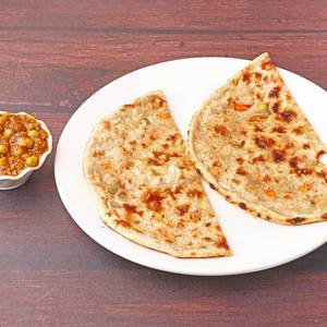 Masala Stuffed Paratha with Green Peas Masala