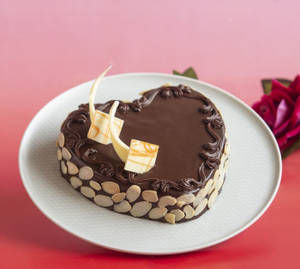 Choco Almond Heart Shape Cake