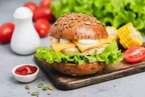 Chicken & Double Cheese Bomb Burger