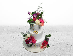 Asymmetrical Floral Wedding Cake