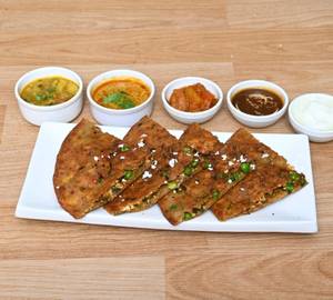 Mix Paratha Thali With Onion