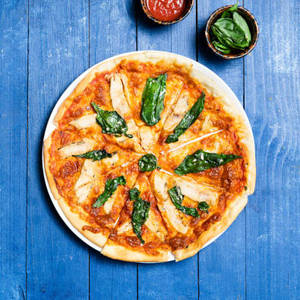 Roasted Chicken, Oregano Wilted Spinach Pizza