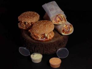 2 Chicken Burger + 2 Chicken Wrap + 2 Dips