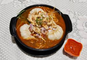 Tibet monk  thukpa  with momo