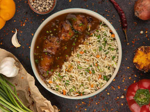 Veg Fried Rice With Manchurian