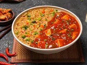 Chilli Paneer Gravy + Fried Rice