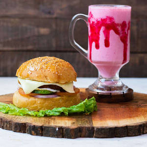 Aloo Tikki Cheese Burger With Oreo Milkshake
