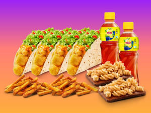 4Crispy Potato Soft Tacos + 2Fries + 2Lipton Ice Tea + 2Cinnamon Twist