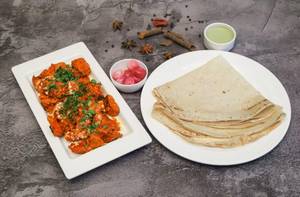 Kadhai chaap/masala chaap + rumali roti and beverages