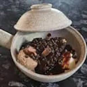 Hot brownie with ice cream                   