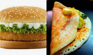Masala Dosa + Veg Burger.