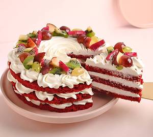 Berry Bliss Fruit Red Velvet Cake