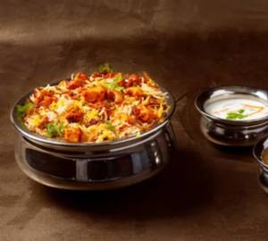 Paneer biryani and raita