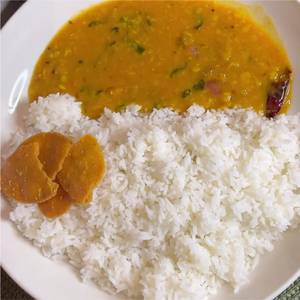 Steamed Rice & Yellow Dal Fry