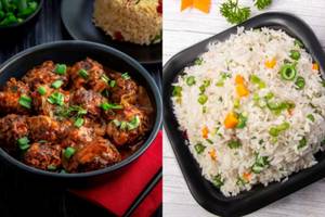 Veg Manchurian [Half) with Veg Fried Rice [Half]