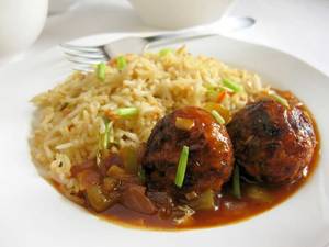 Fried Rice With Veg Manchurian