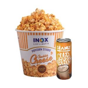 Large Cheese Popcorn And Hazelnut Cold Coffee