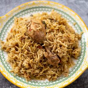 Chicken biryani half without egg, one piece chicken